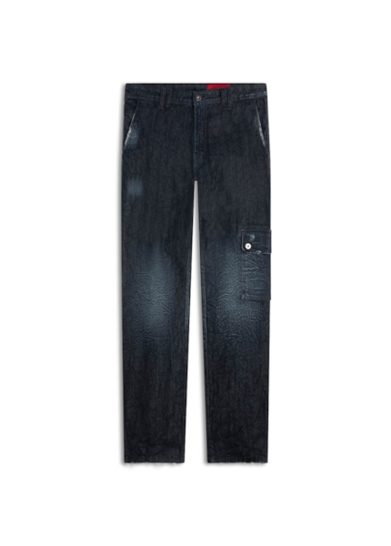 Calça Dark Forest Elastic Straight Cargo Lav.Escuro C/ Craquelado