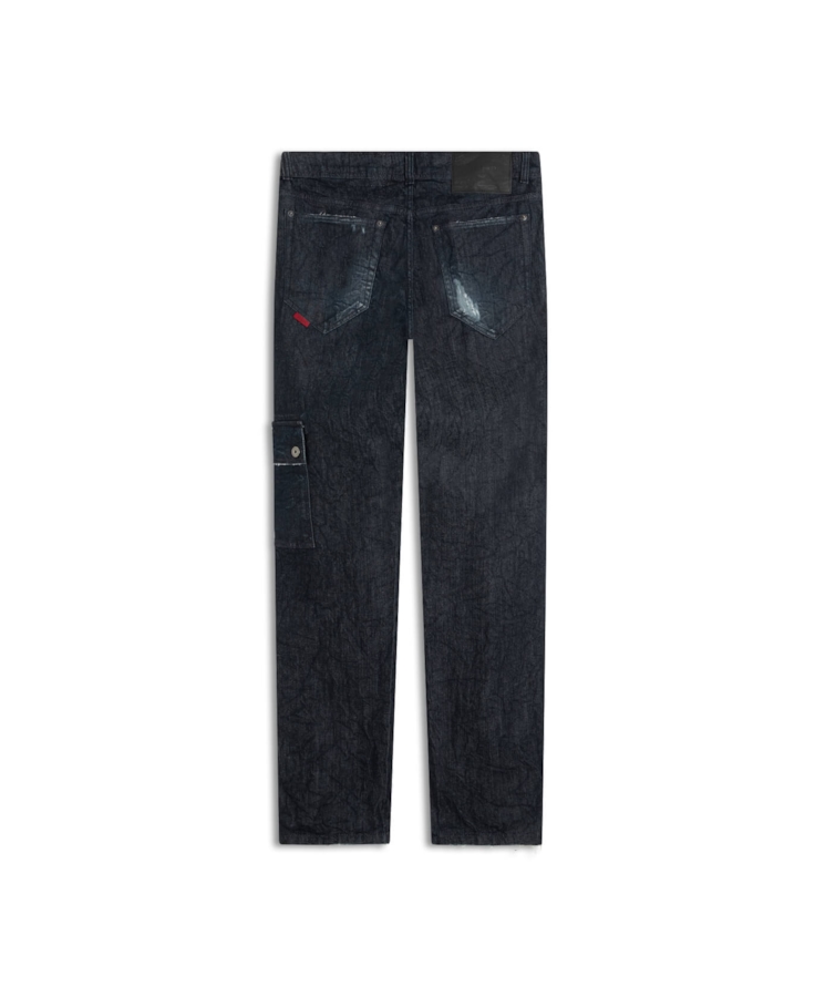Calça Dark Forest Elastic Straight Cargo Lav.Escuro C/ Craquelado