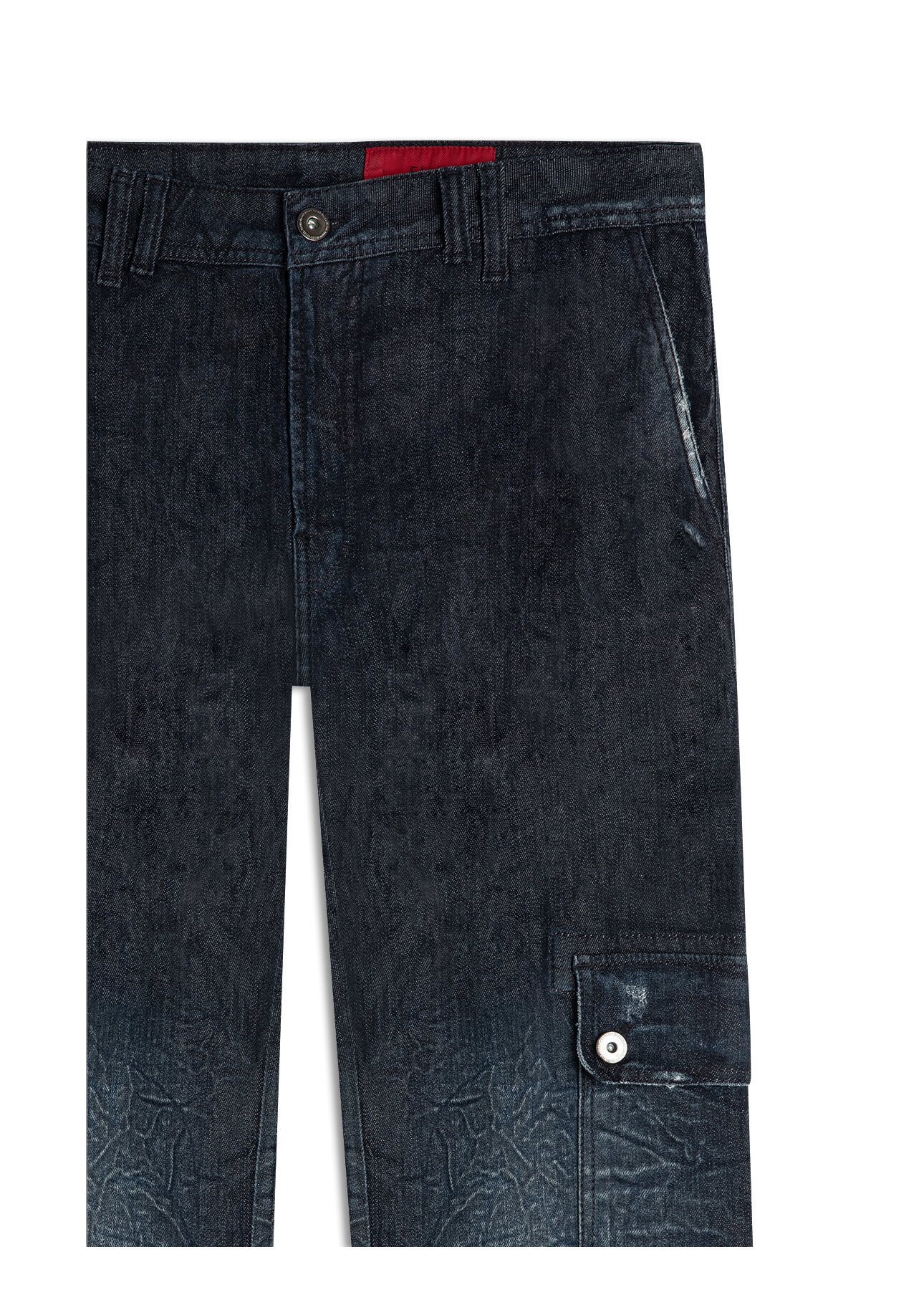 Calça Dark Forest Elastic Straight Cargo Lav.Escuro C/ Craquelado