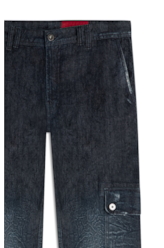 Calça Dark Forest Elastic Straight Cargo Lav.Escuro C/ Craquelado