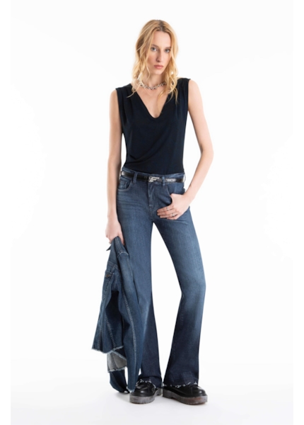Calça Dark Indigo Elastic 1849-Escuro C/ Grampos