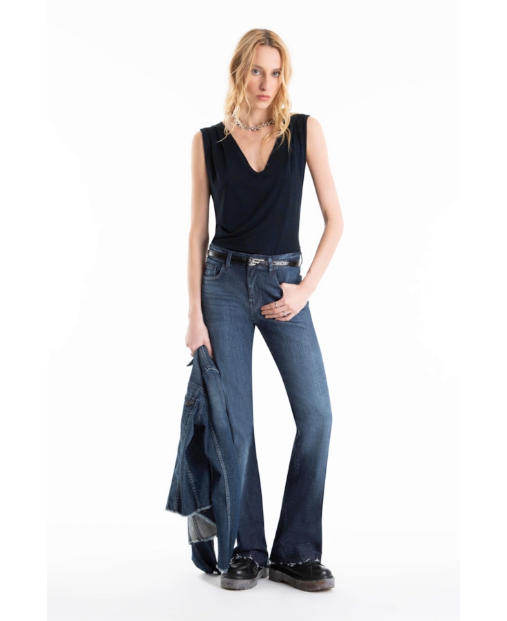 Calça Dark Indigo Elastic 1849-Escuro C/ Grampos