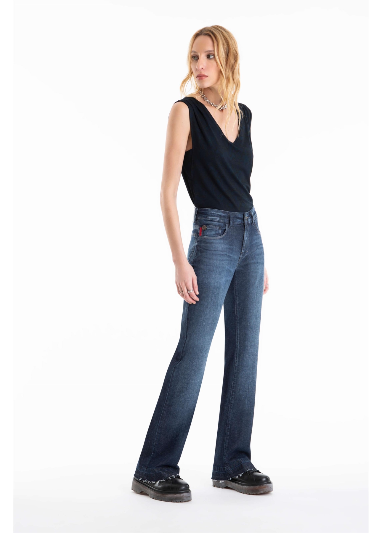 Calça Dark Indigo Elastic 1849-Escuro C/ Grampos