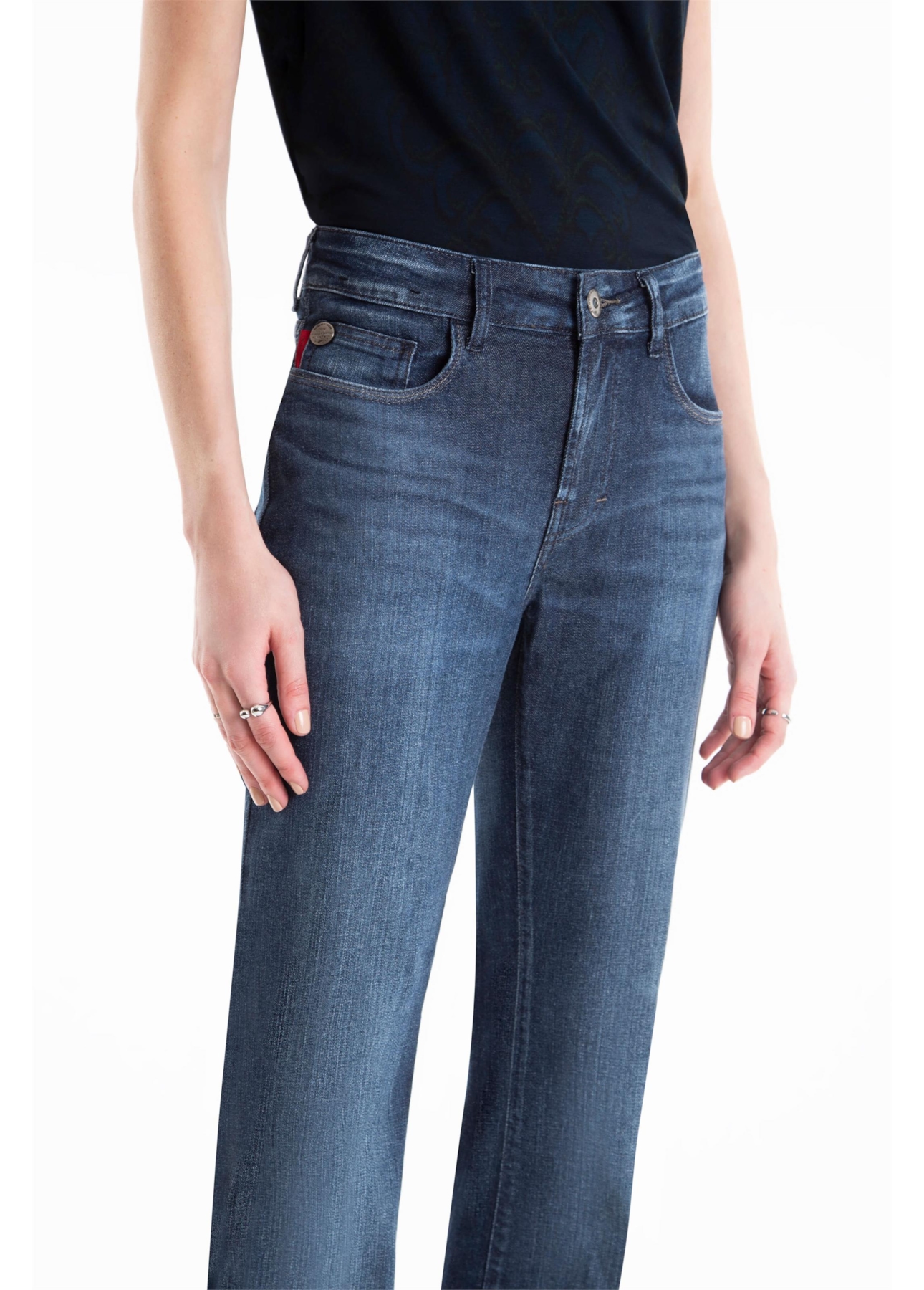 Calça Dark Indigo Elastic 1849-Escuro C/ Grampos