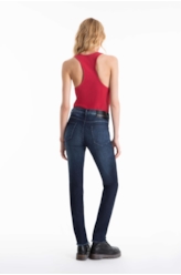 Calca Dark Indigo Elastic Gisele Escuro C/ Grampos P23
