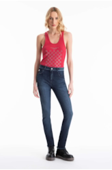 Calca Dark Indigo Elastic Gisele Escuro C/ Grampos P23