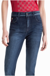 Calca Dark Indigo Elastic Gisele Escuro C/ Grampos P23