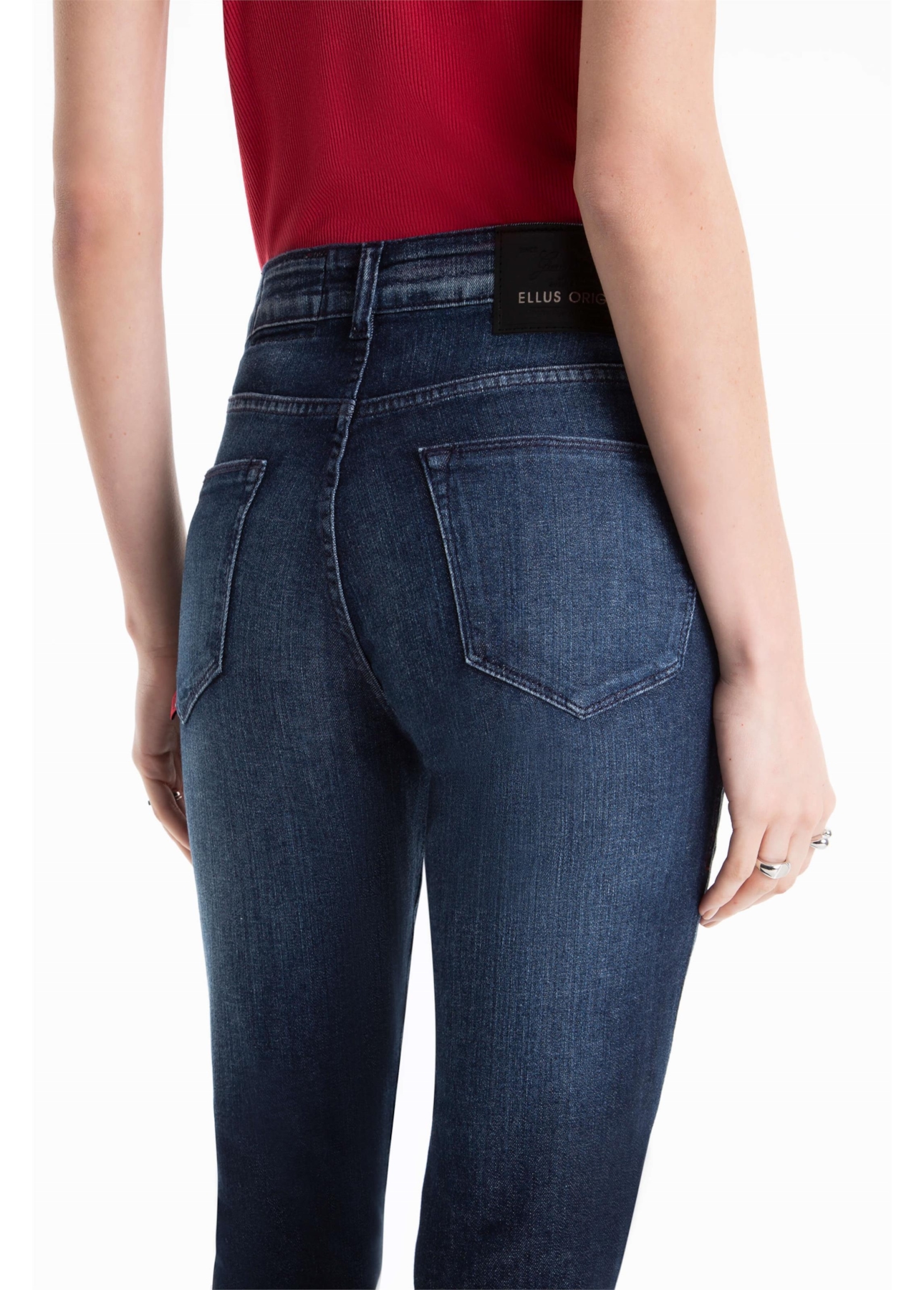 Calca Dark Indigo Elastic Gisele Escuro C/ Grampos P23