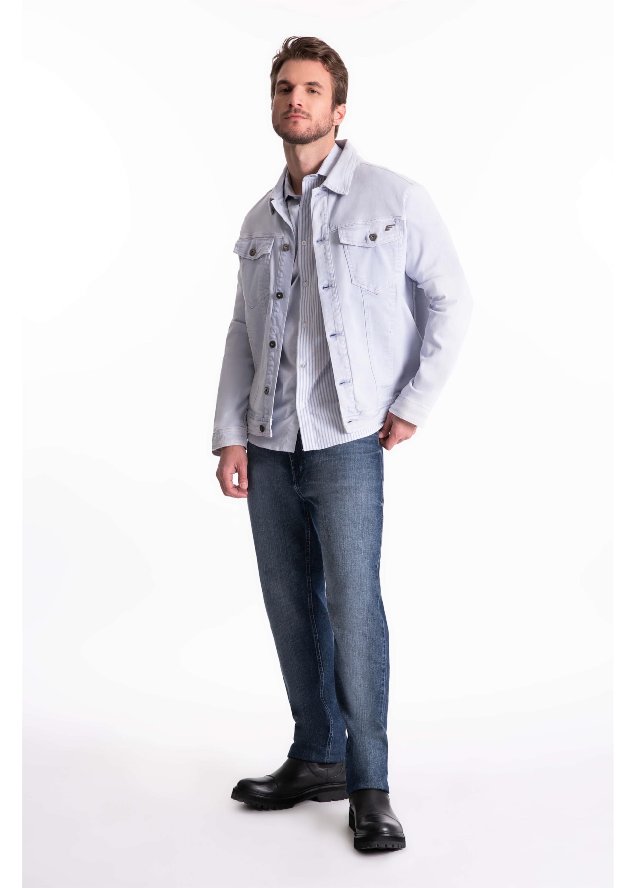 Calça Dark Indigo Elastic Straight Lav.Escuro
