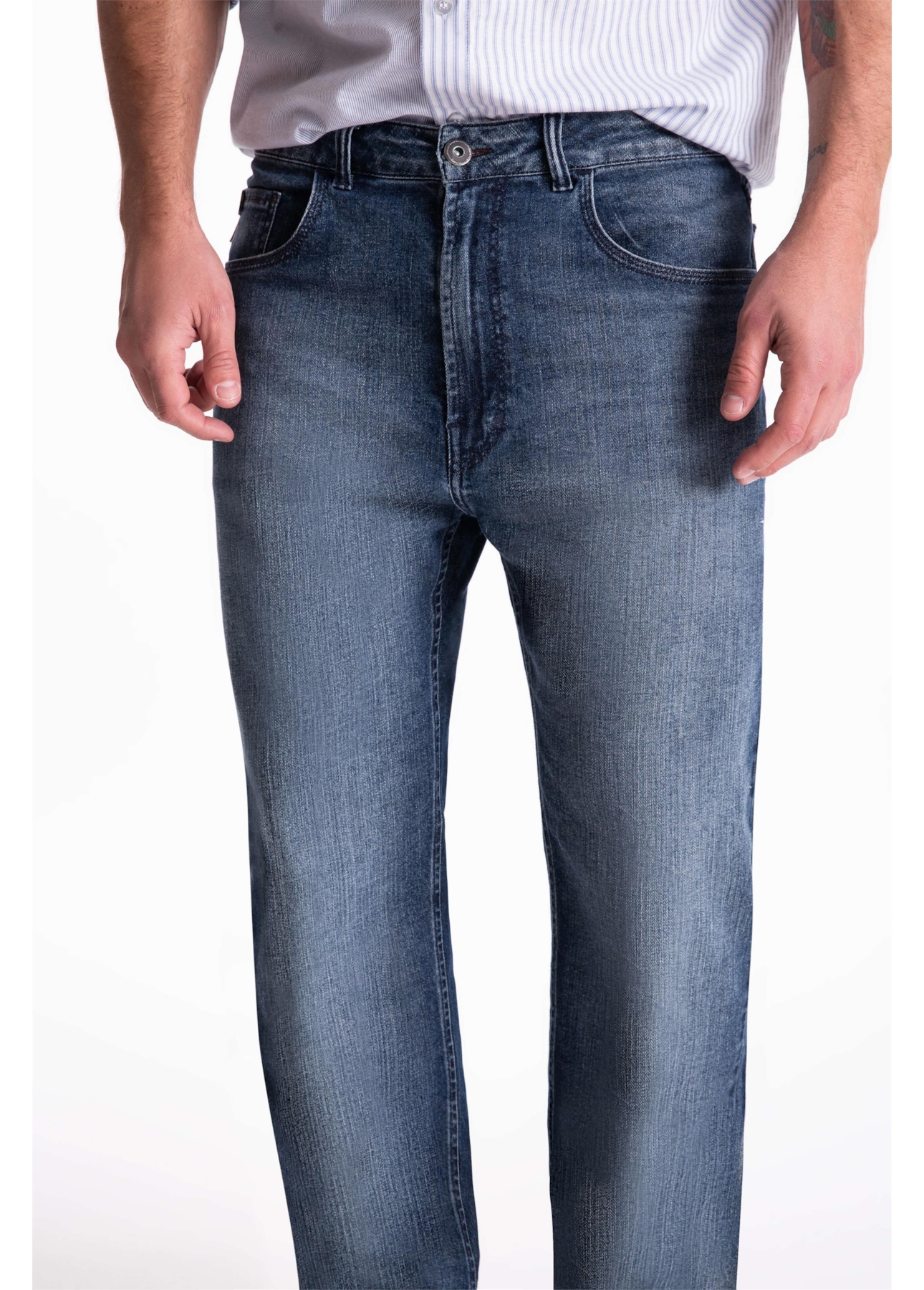 Calça Dark Indigo Elastic Straight Lav.Escuro