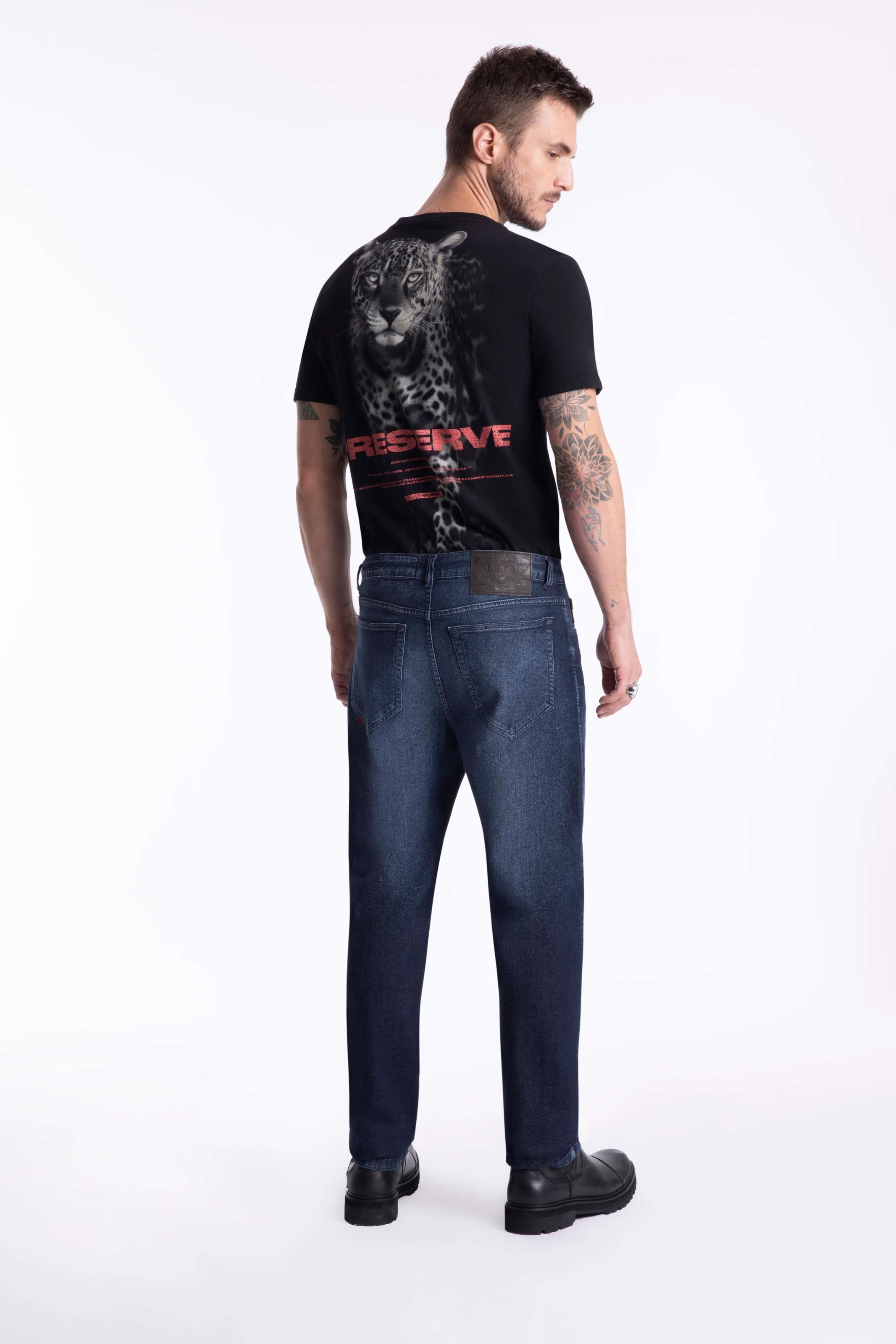 Calça Denim Straight Escuro C/ Used Calça Denim Straight Escuro C/ Used