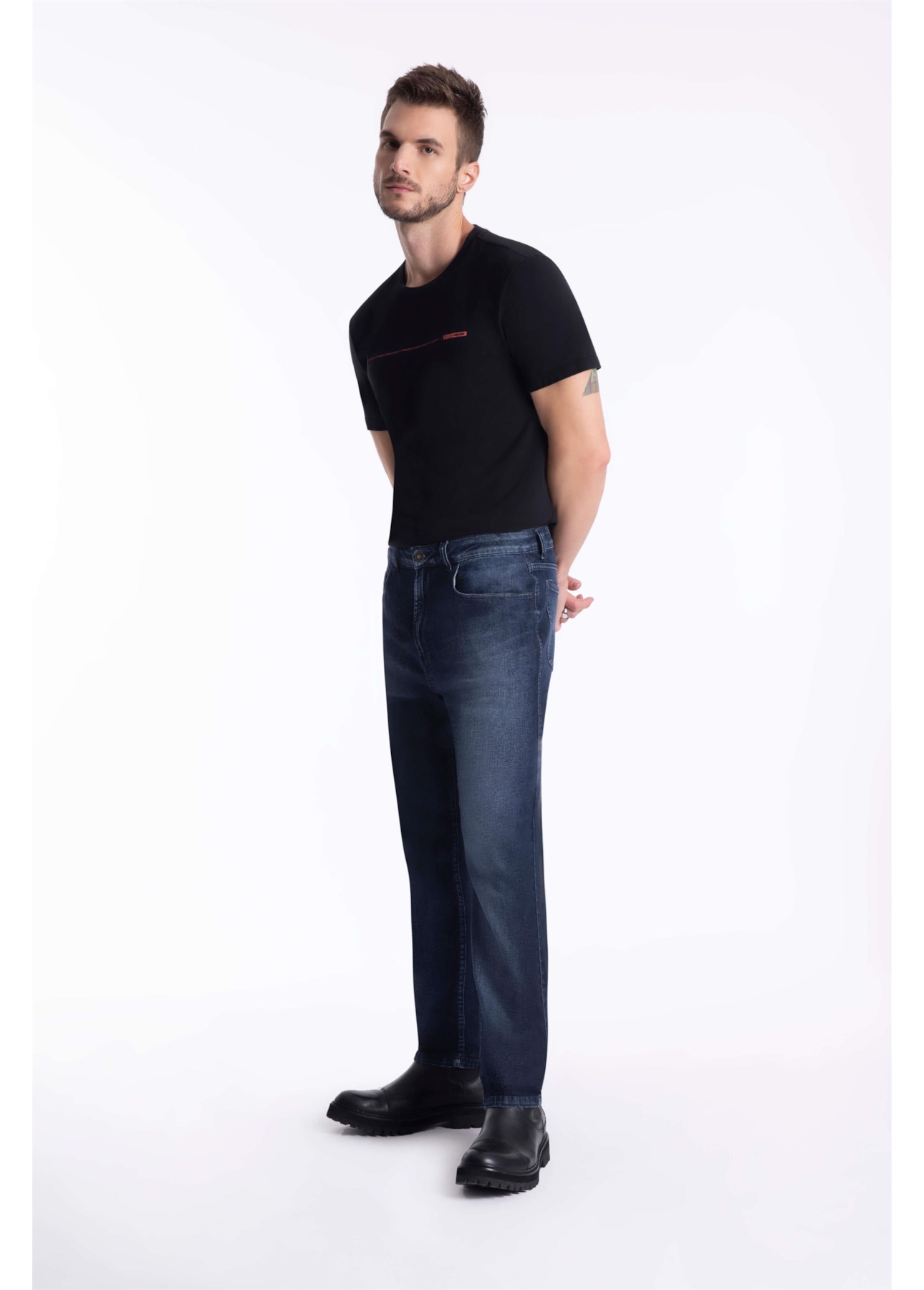 Calça Dark Indigo Elastic Straight Lav. Escuro i