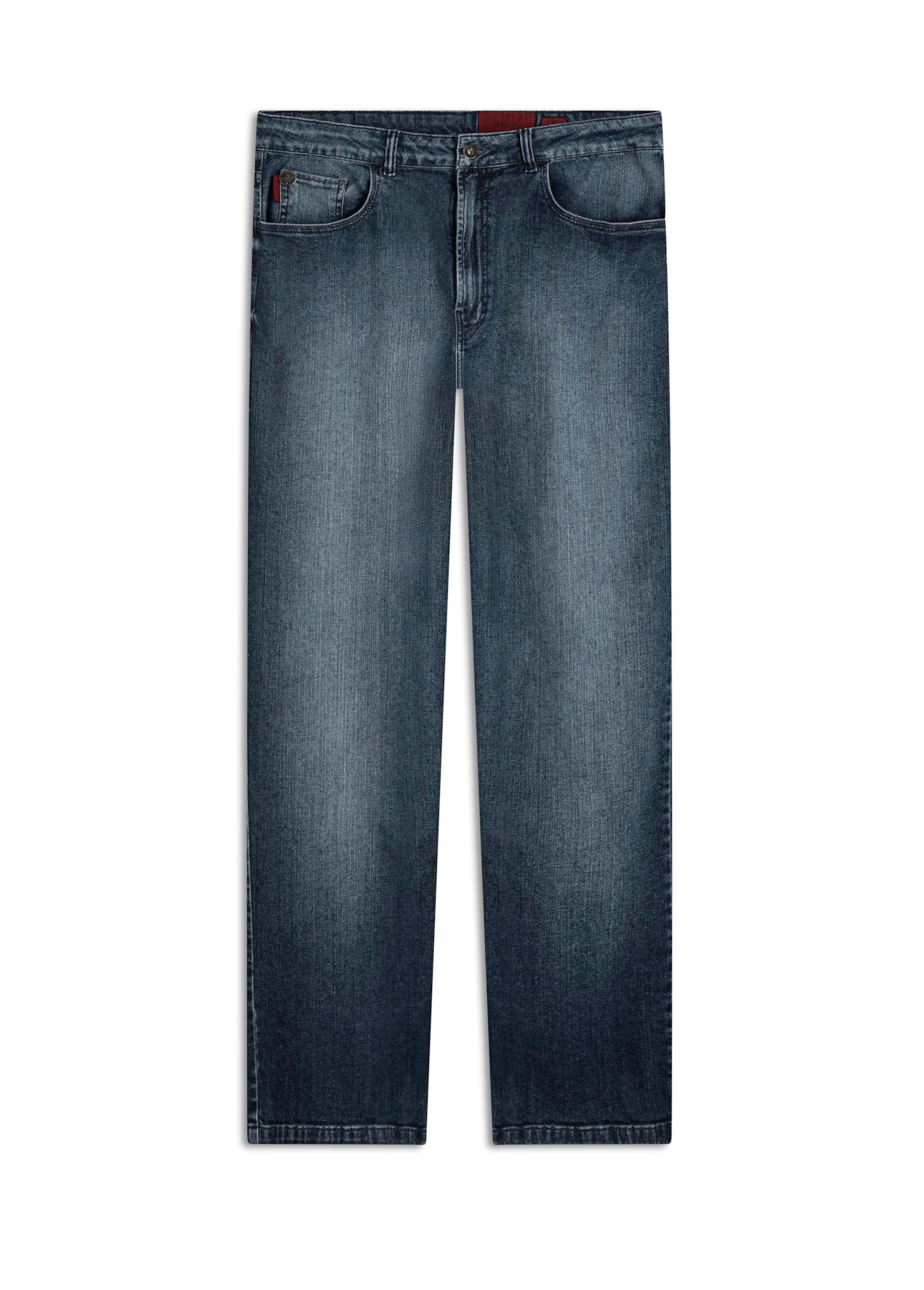 Calça Dark Indigo Elastic Straight Lav. Médio C/ Grampos