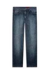 Calça Dark Indigo Elastic Straight Lav. Médio C/ Grampos