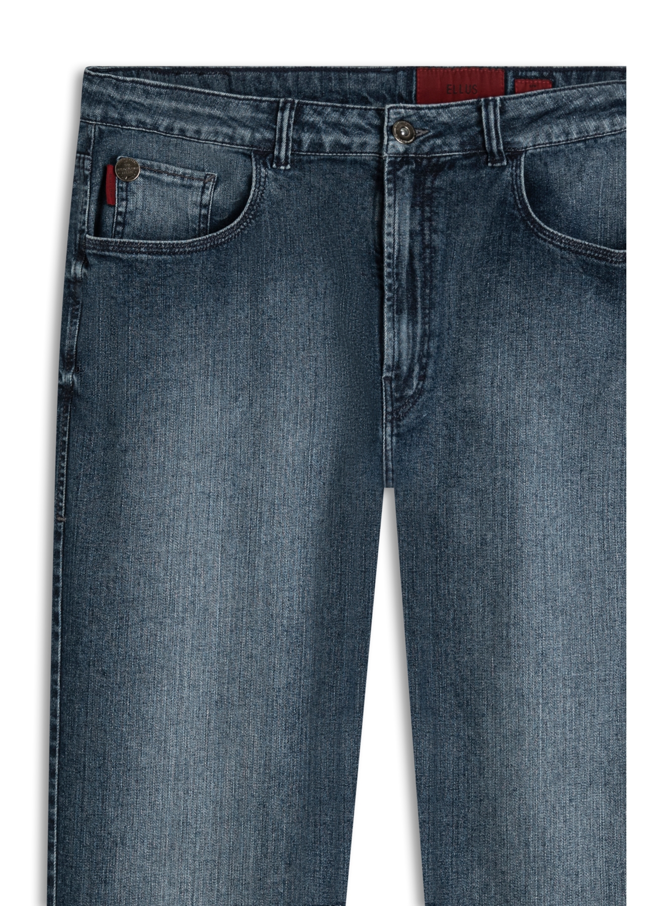 Calça Dark Indigo Elastic Straight Lav. Médio C/ Grampos