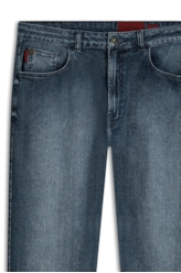 Calça Dark Indigo Elastic Straight Lav. Médio C/ Grampos