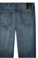 Calça Dark Indigo Elastic Straight Lav. Médio C/ Grampos