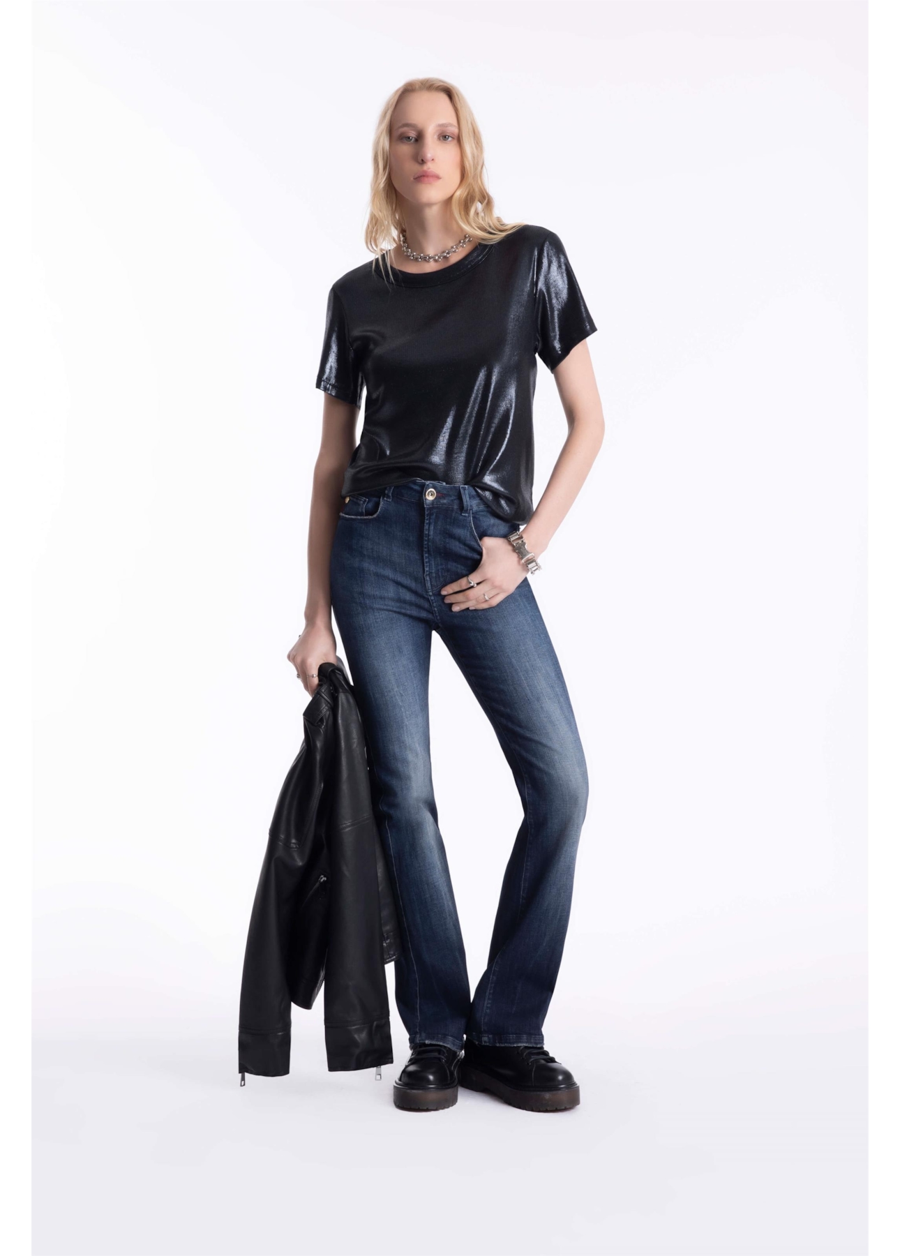 Calça Dark Sea Elastic Bootcut Escuro C/ Jato