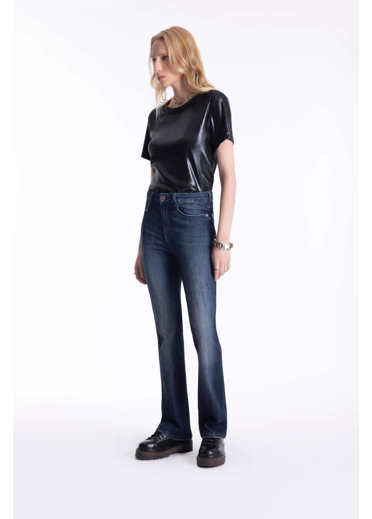 Calça Dark Sea Elastic Bootcut Escuro C/ Jato