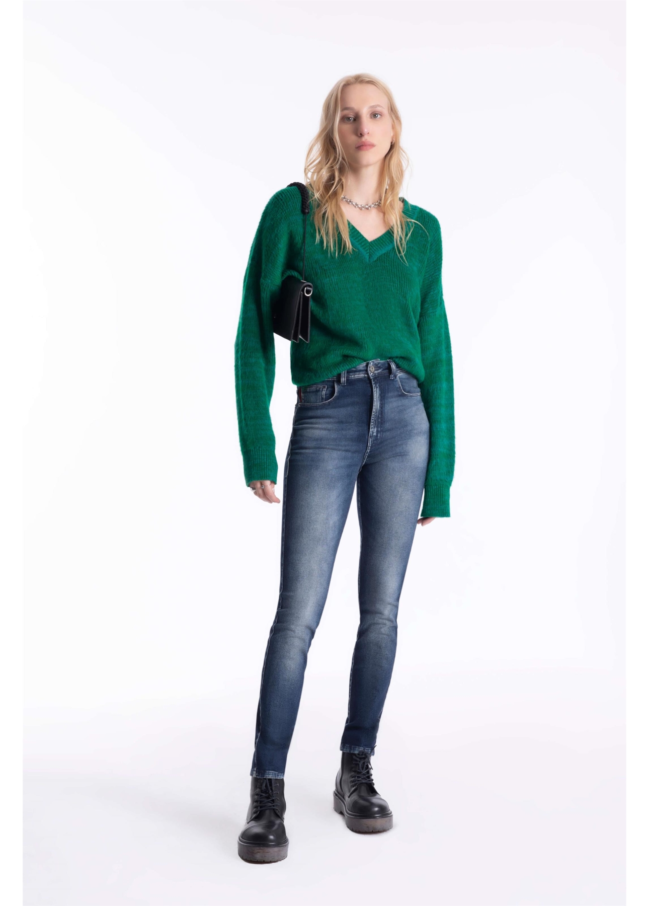 Calça Dark Sea Elastic Hiper Skinny Lav.Medio  C/ Grampos