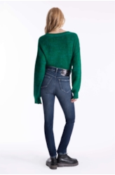 Calça Dark Sea Elastic Hiper Skinny Lav.Medio  C/ Grampos