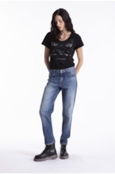 Calça Dark Sea Elastic Mom Lav. Médio C/ Used