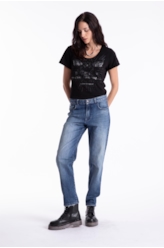 Calça Dark Sea Elastic Mom Lav. Médio C/ Used