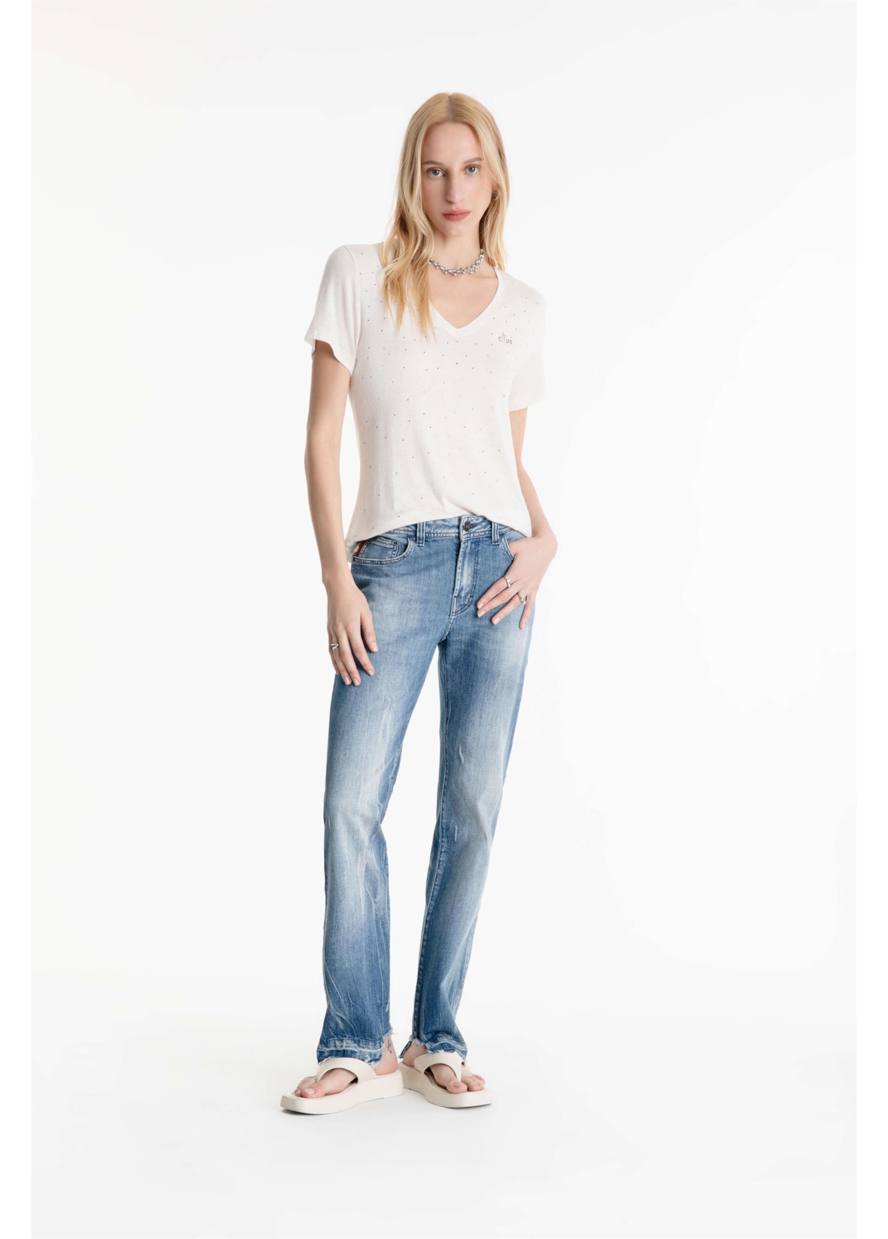 Calca Dark Sea Elastic Slim Lav.Claro C/Tie Dye+puido