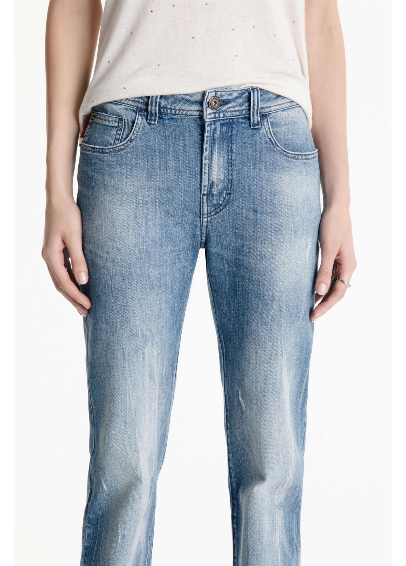 Calca Dark Sea Elastic Slim Lav.Claro C/Tie Dye+puido