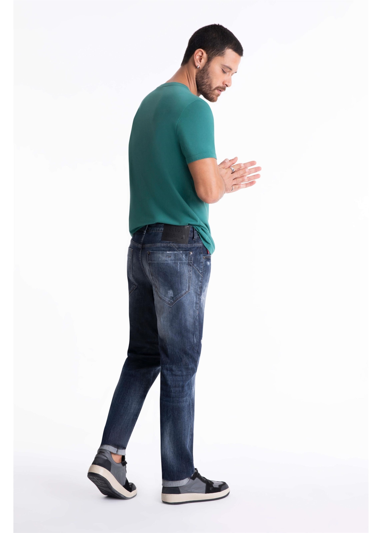 Calça Deep Blue Elastic Slim 1688- Lav.Esc. C/Cerzidos