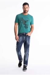 Calça Deep Blue Elastic Slim 1688- Lav.Esc. C/Cerzidos