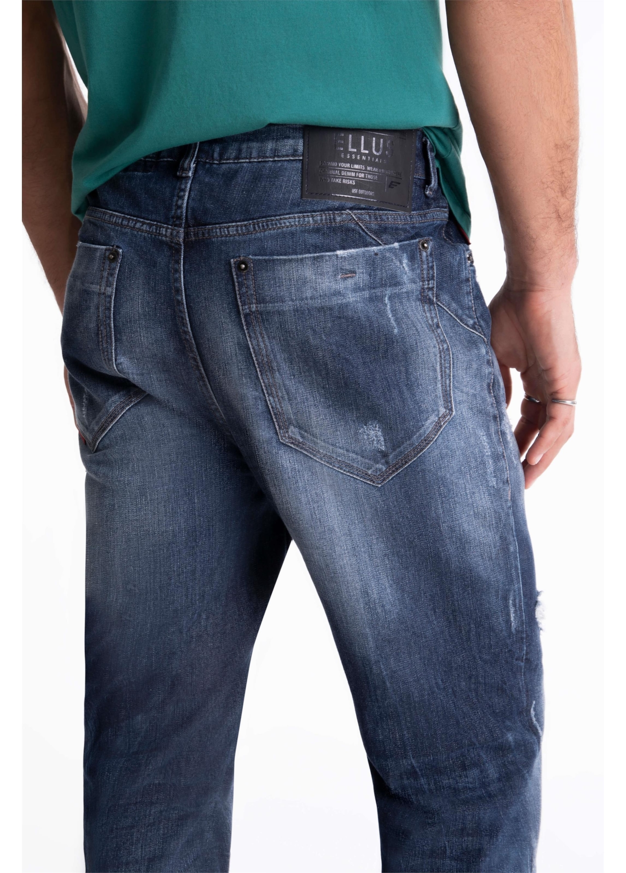Calça Deep Blue Elastic Slim 1688- Lav.Esc. C/Cerzidos