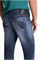 Calça Deep Blue Elastic Slim 1688- Lav.Esc. C/Cerzidos