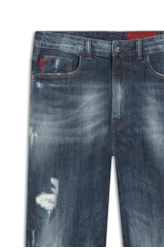 Calça Deep Blue Elastic Slim 1688- Lav.Esc. C/Cerzidos