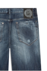 Calça Deep Blue Elastic Slim 1688- Lav.Esc. C/Cerzidos