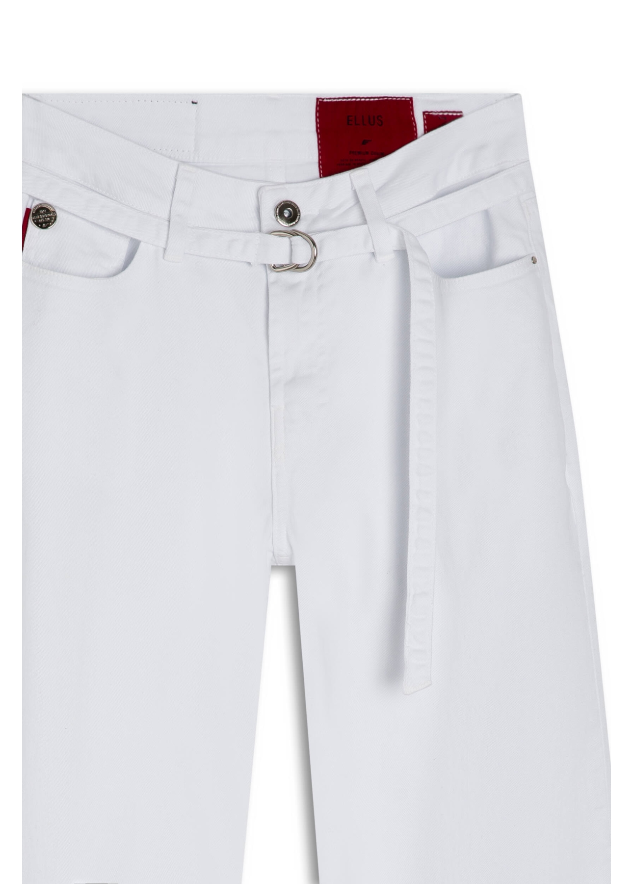 Calça Denim Color Mom Cinto Branco
