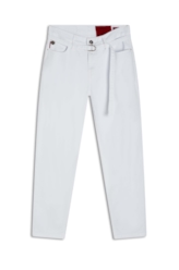 Calça Denim Color Mom Cinto Branco