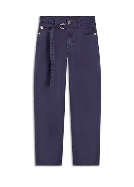 Calça Denim Color Mom Cinto Purple Blue