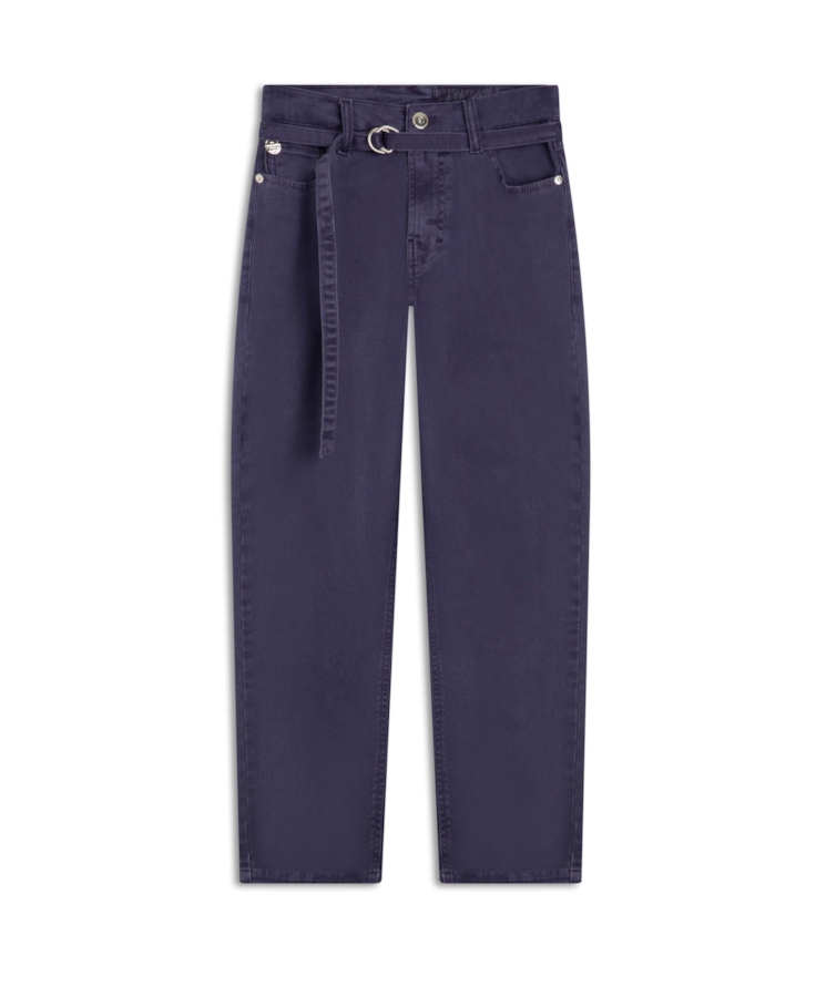 Calça Denim Color Mom Cinto Purple Blue