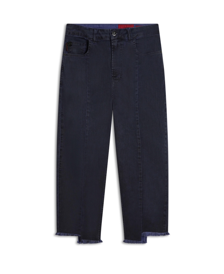 Calça Denim Color Stretch Sporty Cropped Rec Purple Blue