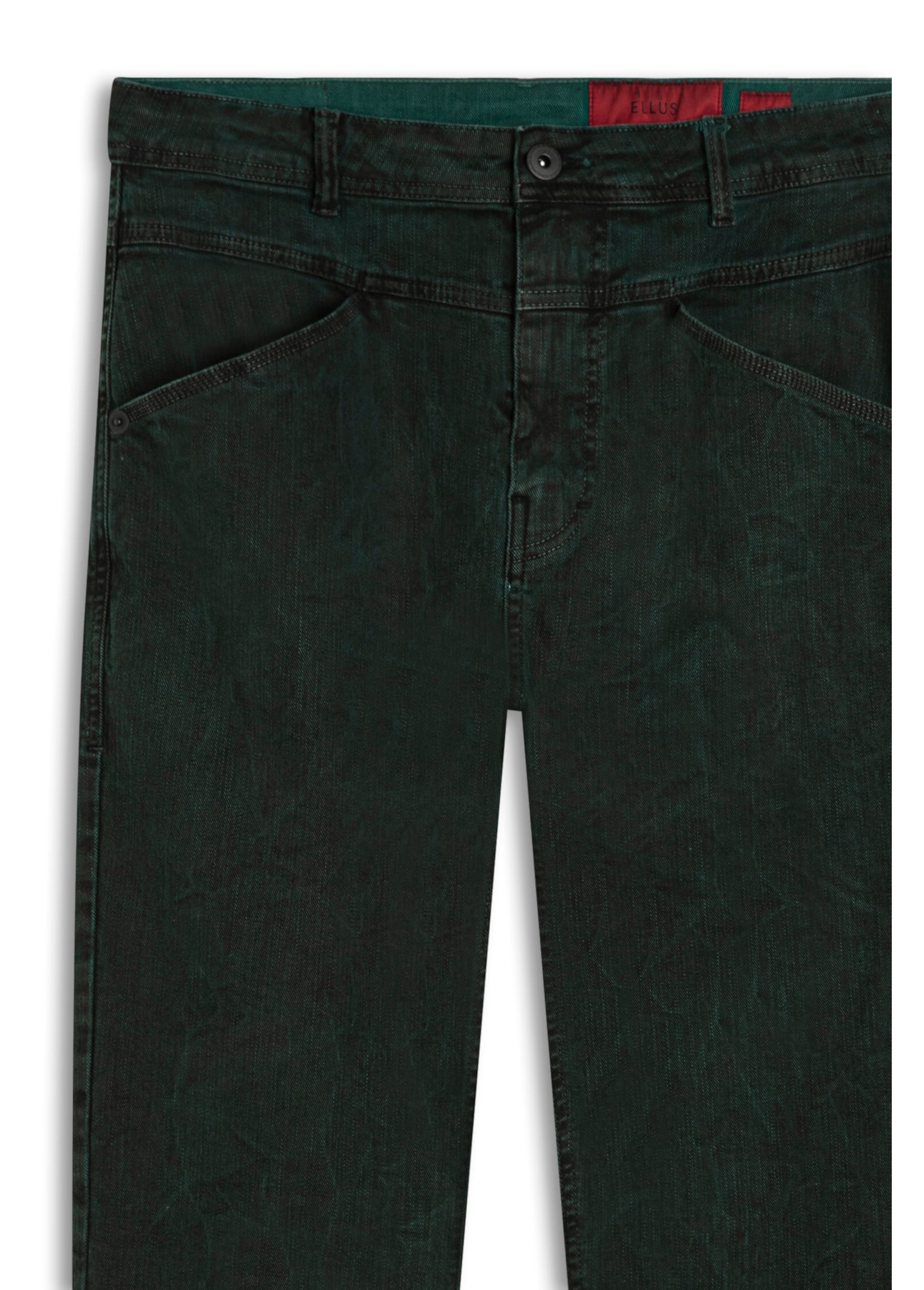 Calça Denim Color Stretch Trapézio Verde Escuro