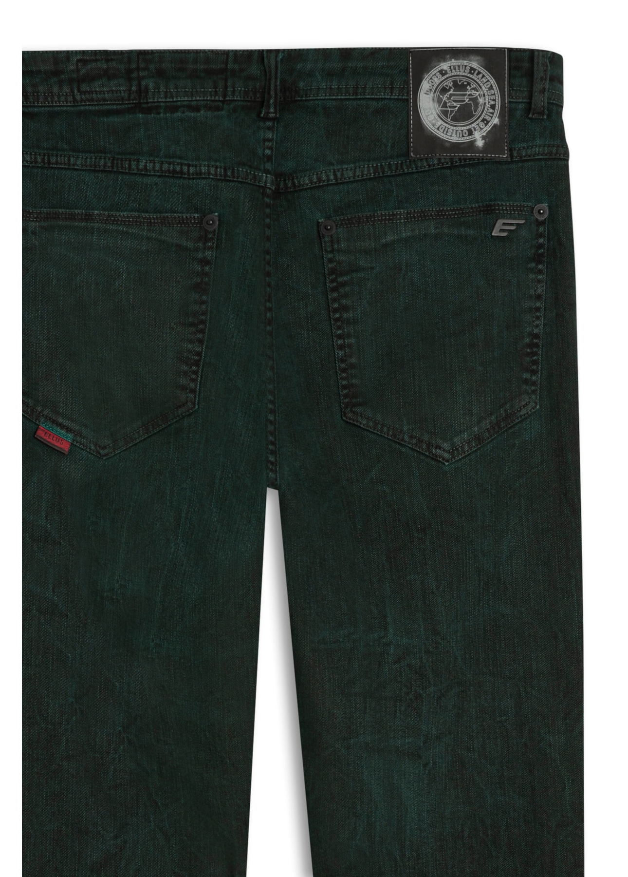 Calça Denim Color Stretch Trapézio Verde Escuro