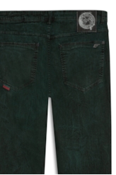 Calça Denim Color Stretch Trapézio Verde Escuro