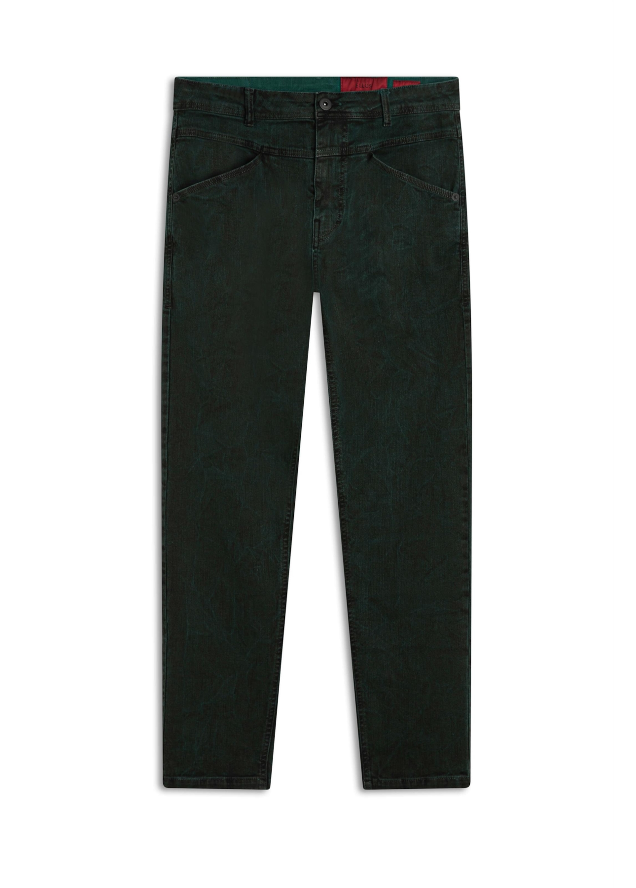 Calça Denim Color Stretch Trapézio Verde Escuro