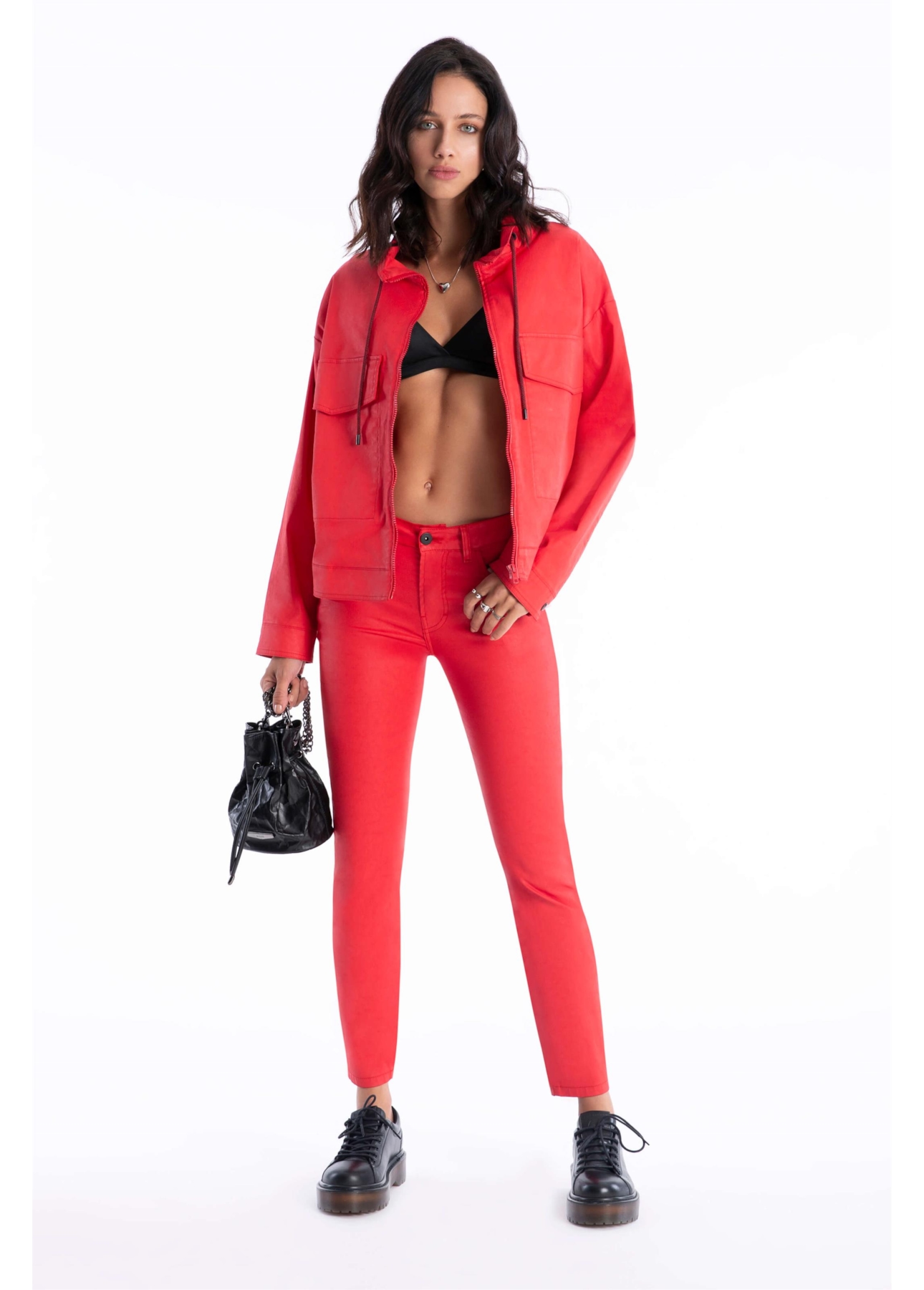 Calça Denim Skinny Vermelho Vivo