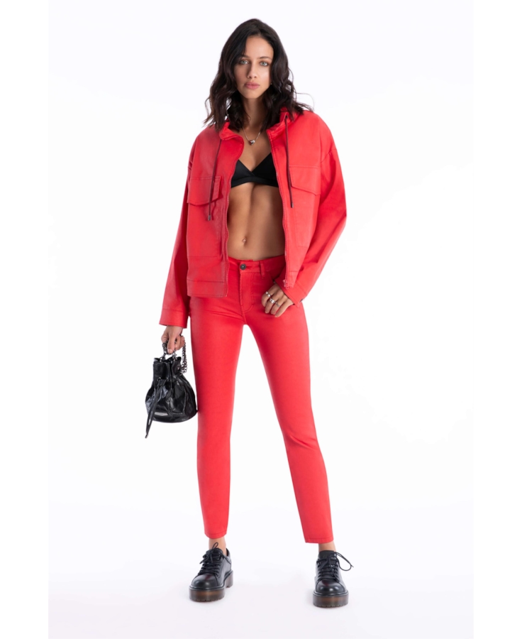 Calça Denim Skinny Vermelho Vivo