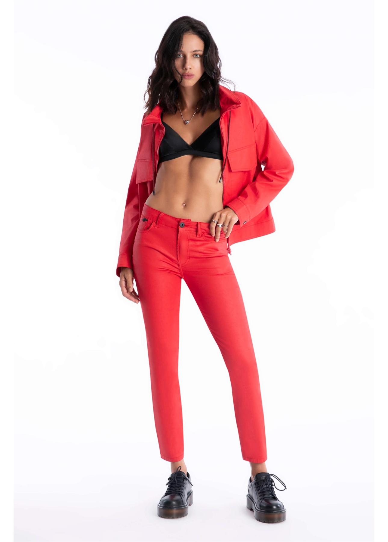 Calça Denim Skinny Vermelho Vivo