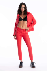 Calça Denim Skinny Vermelho Vivo