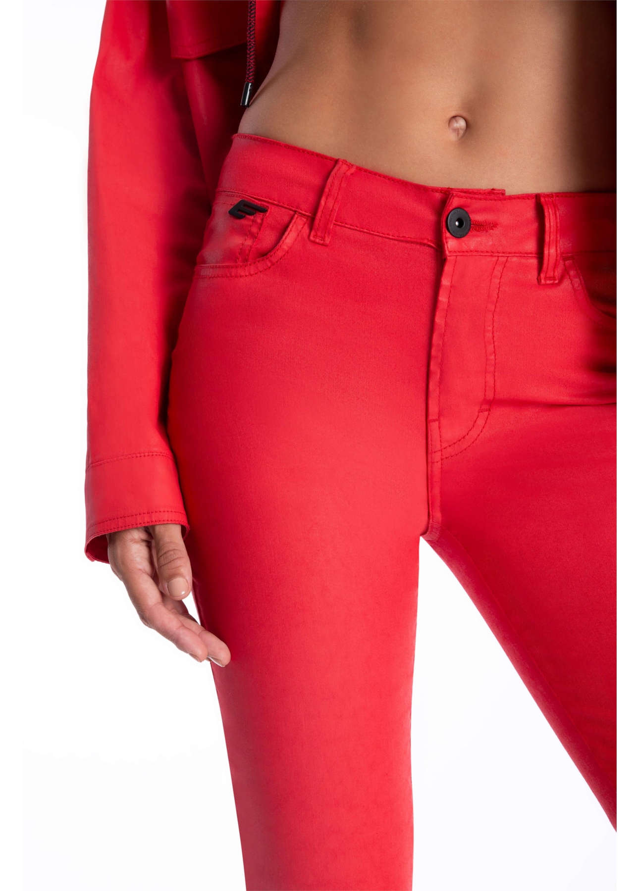 Calça Denim Skinny Vermelho Vivo