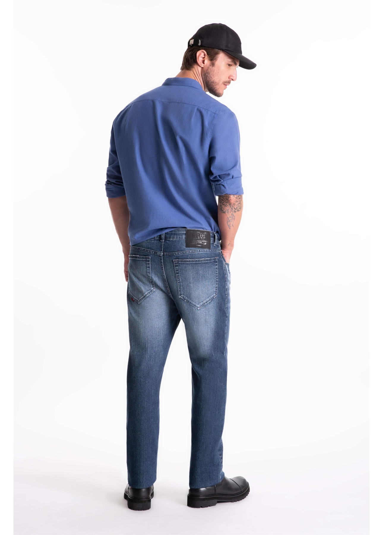 Calça Denim Straight Escuro C/ Used